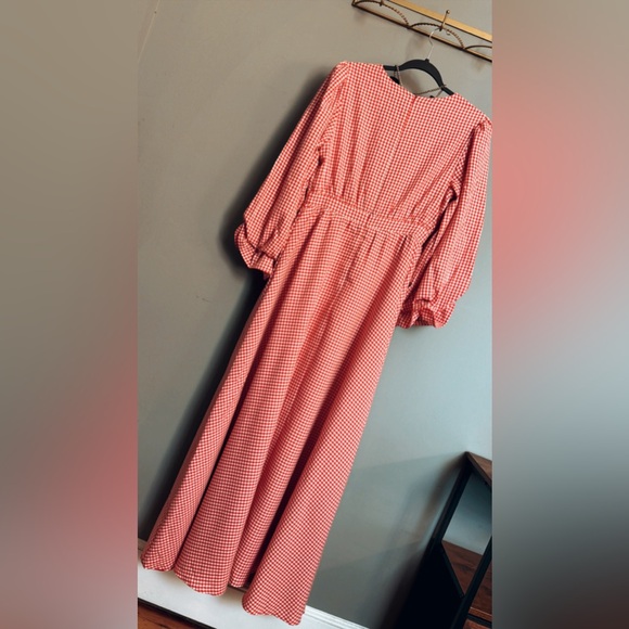 Red Gingham Puff Sleeve Maxi Dress | Cottagecore Prairie | M - Picture 5 of 5